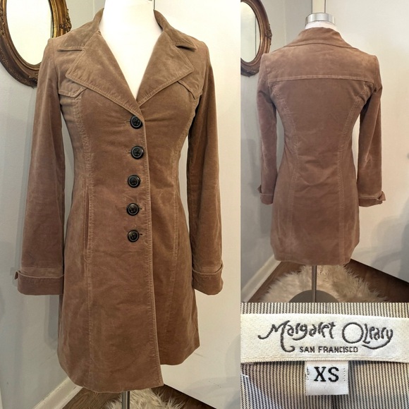 Vintage Long Velvet Coat camel Tan XS Overcoat Western Boho bohemian Chic brown - Picture 2 of 13